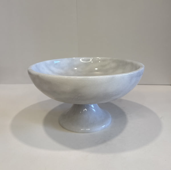 White Marble Sculptural Footed Bowl — handmade natural marble & stone décor by Moonlit Marble