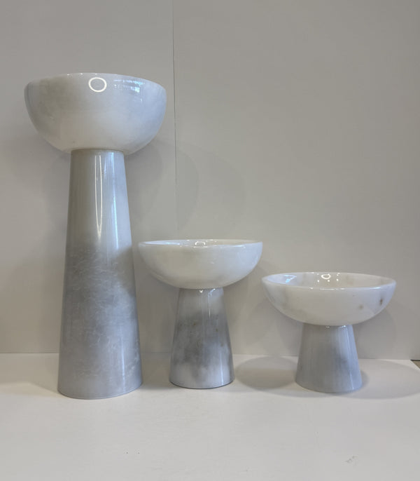 White Marble Plant Stand — Set of 3 — handmade natural marble & stone décor by Moonlit Marble