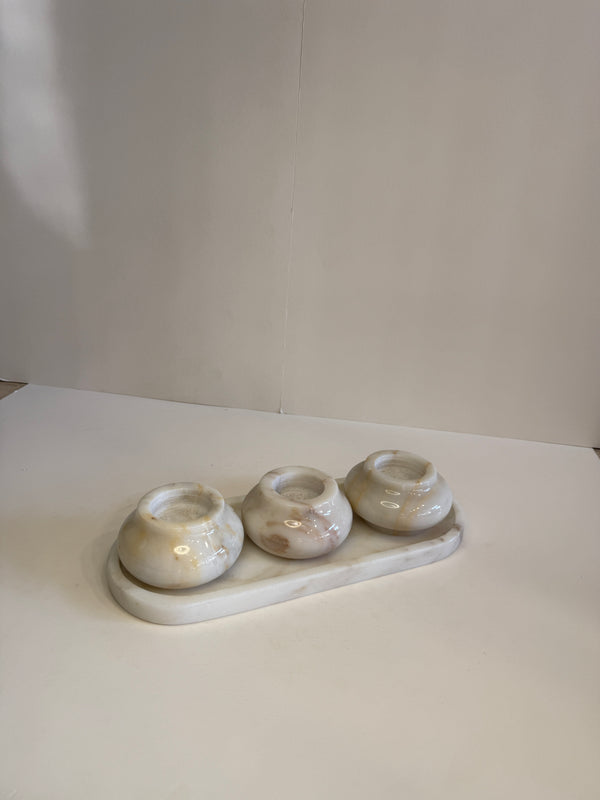 White Marble Tea-Light Holder Set of 4 — 1