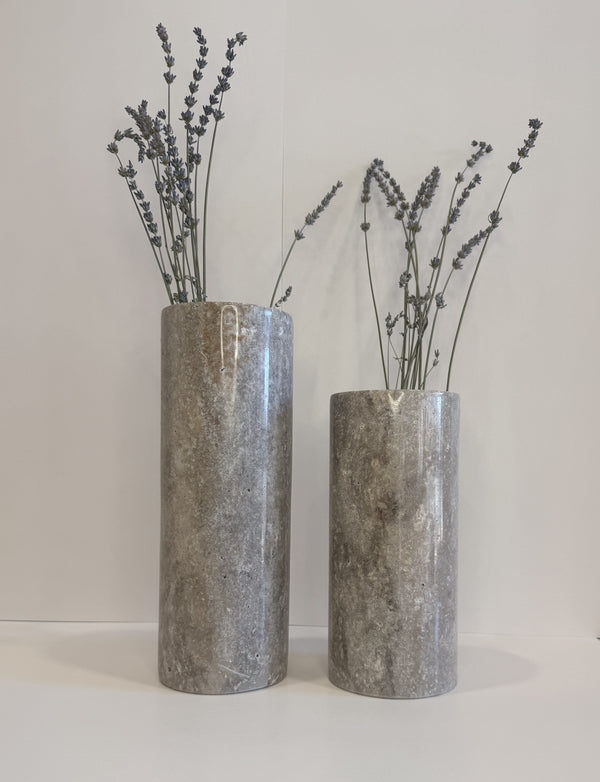 Grey Marble Pillar Vase — handmade natural marble & stone décor by Moonlit Marble