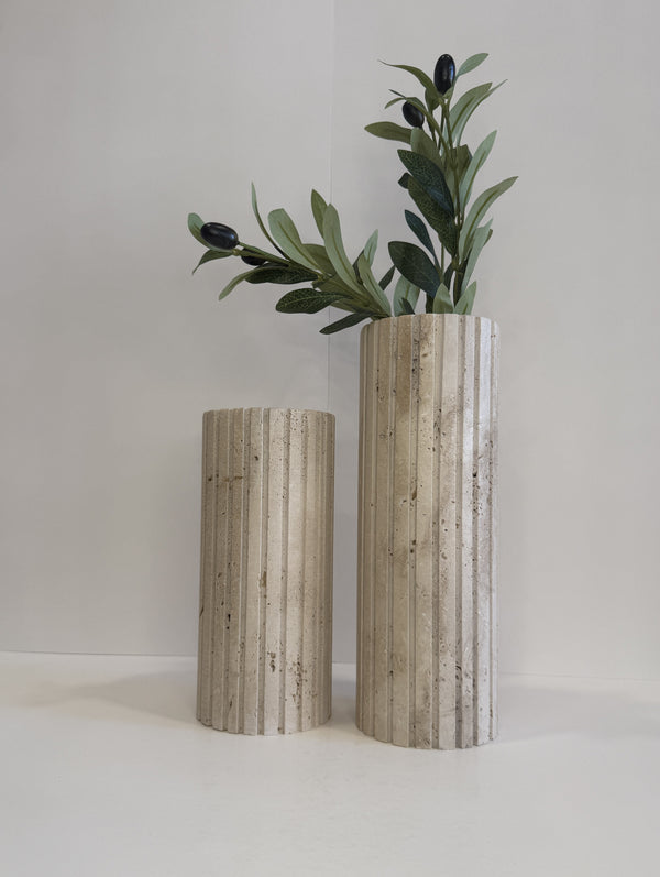 Travertine Stem Vase — handmade natural marble & stone décor by Moonlit Marble