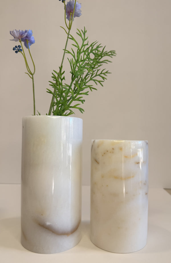 White Marble Flower Vase — handmade natural marble & stone décor by Moonlit Marble