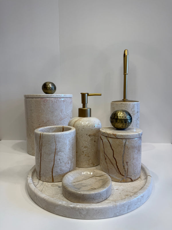 Beige Marble Complete Bathroom Set — handmade natural marble & stone décor by Moonlit Marble