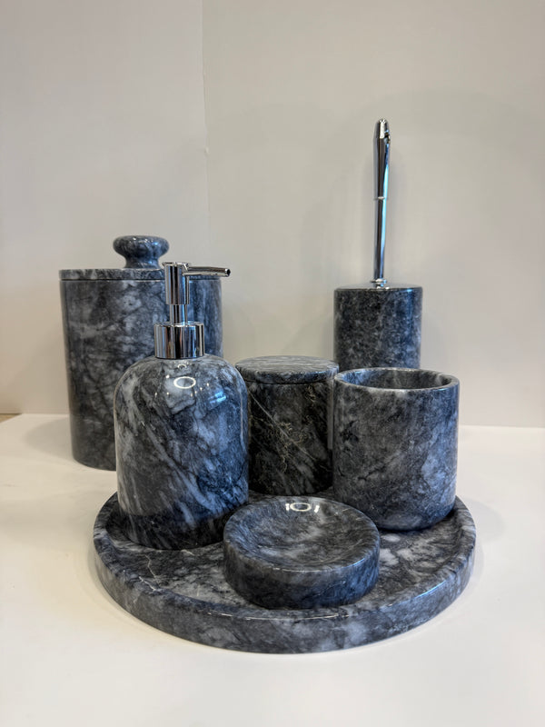 Grey Marble Vanity Bathroom Set — handmade natural marble & stone décor by Moonlit Marble