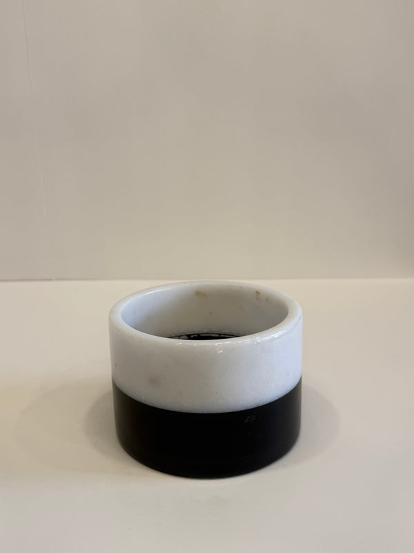 Black & White Marble Round Planter — handmade natural marble & stone décor by Moonlit Marble