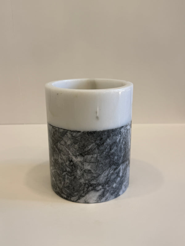 White & Grey Marble Modern Planter — handmade natural marble & stone décor by Moonlit Marble