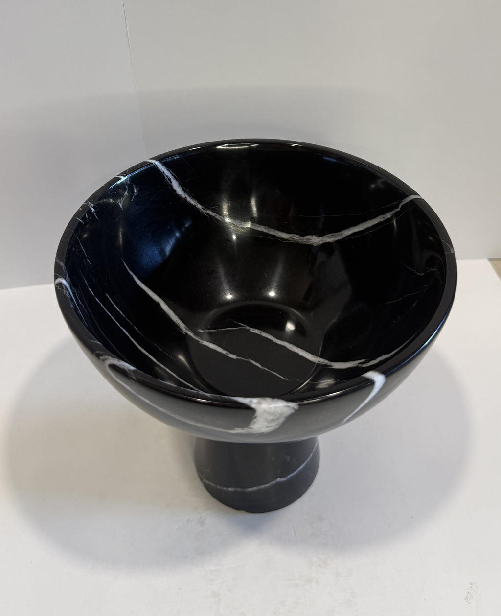 Handmade Marble Pedestal Footed Bowl — detail view 3
