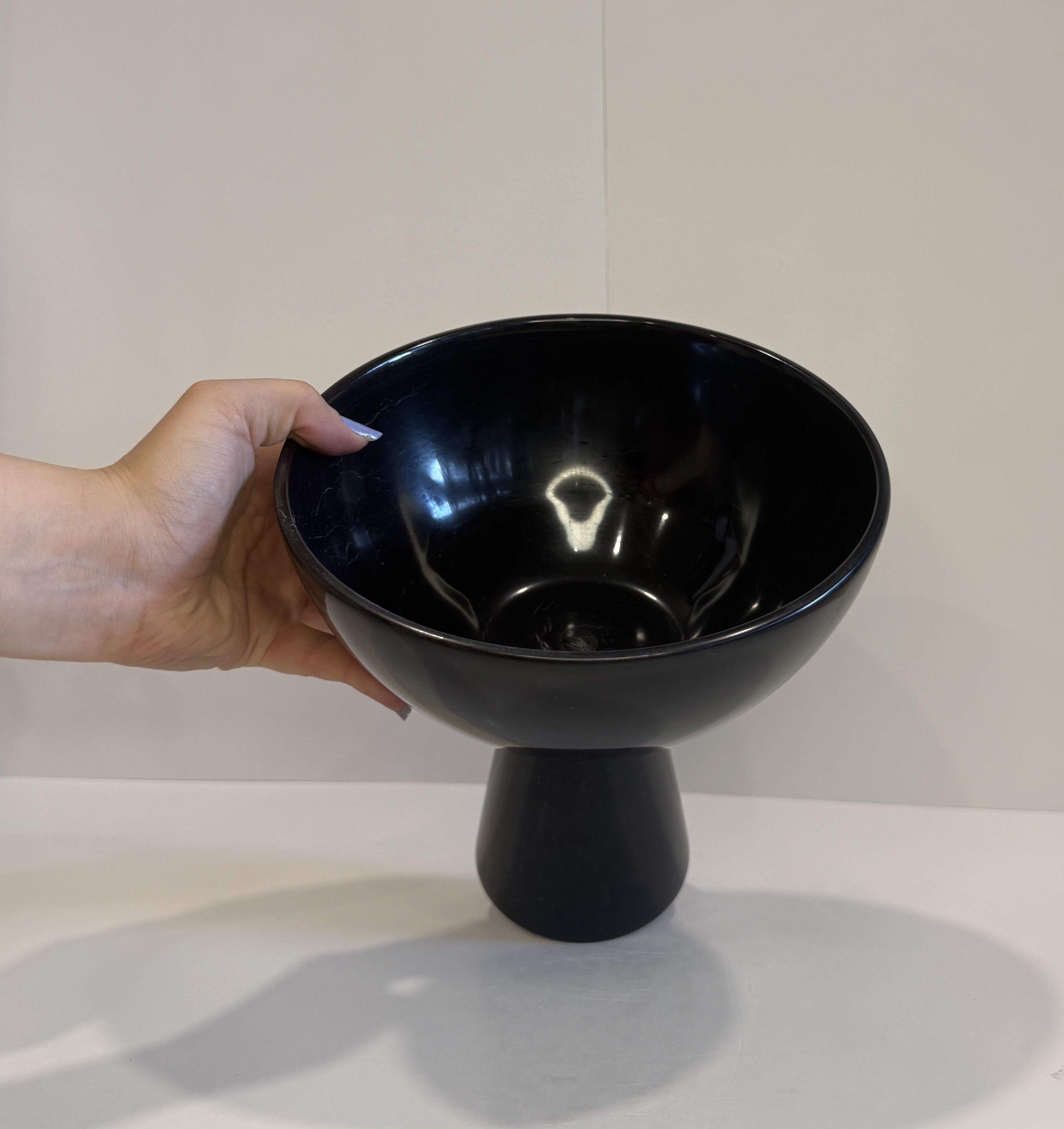 Handmade Marble Pedestal Footed Bowl — detail view 4