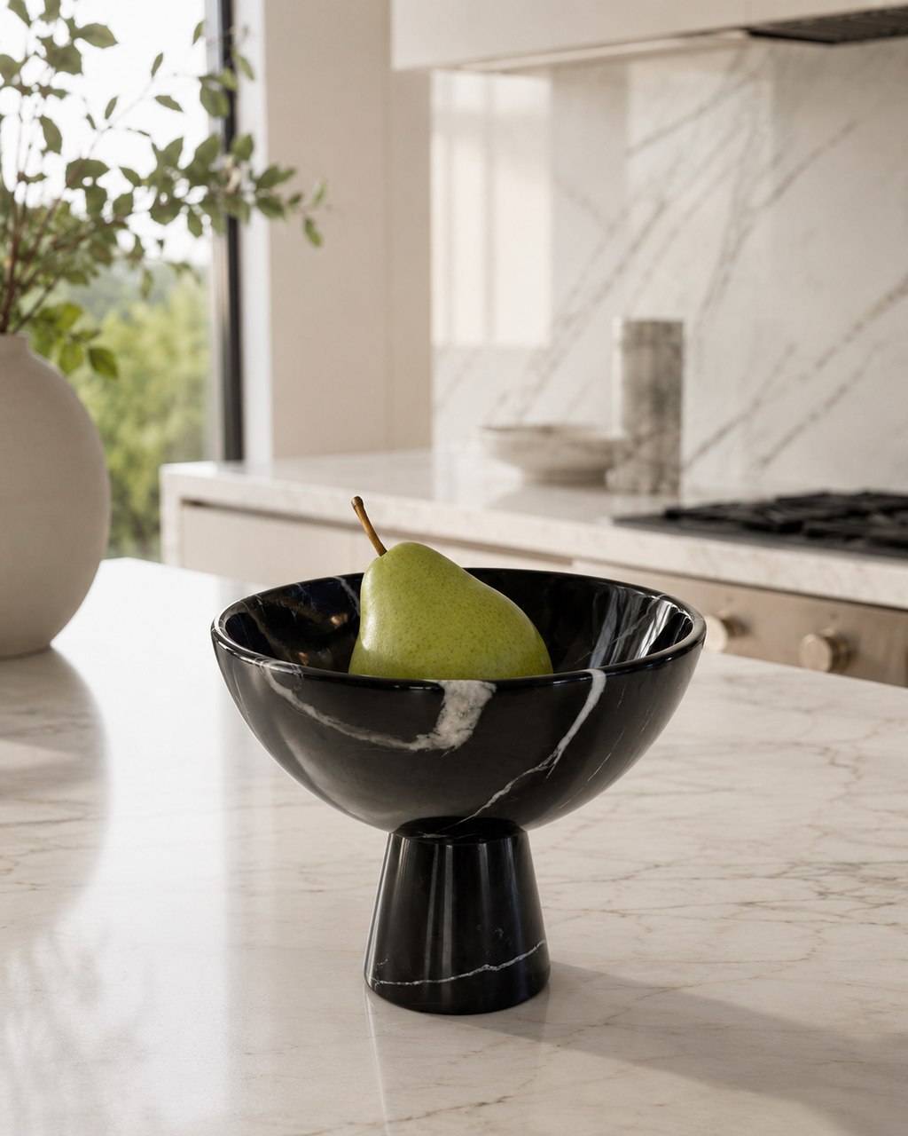 Handmade Marble Pedestal Footed Bowl — detail view 19
