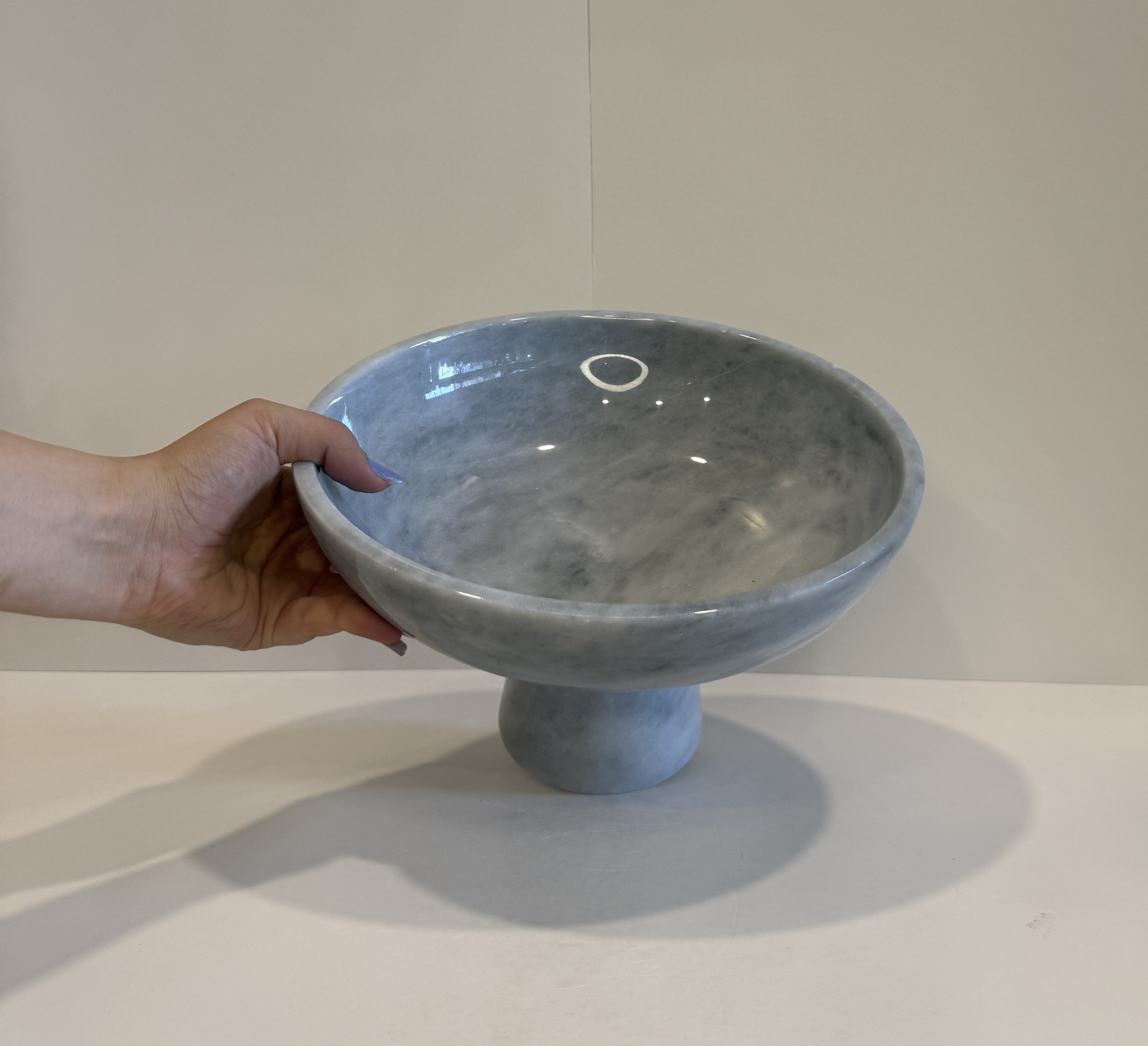 Handmade Marble Rounded Footed Bowl — detail view 2