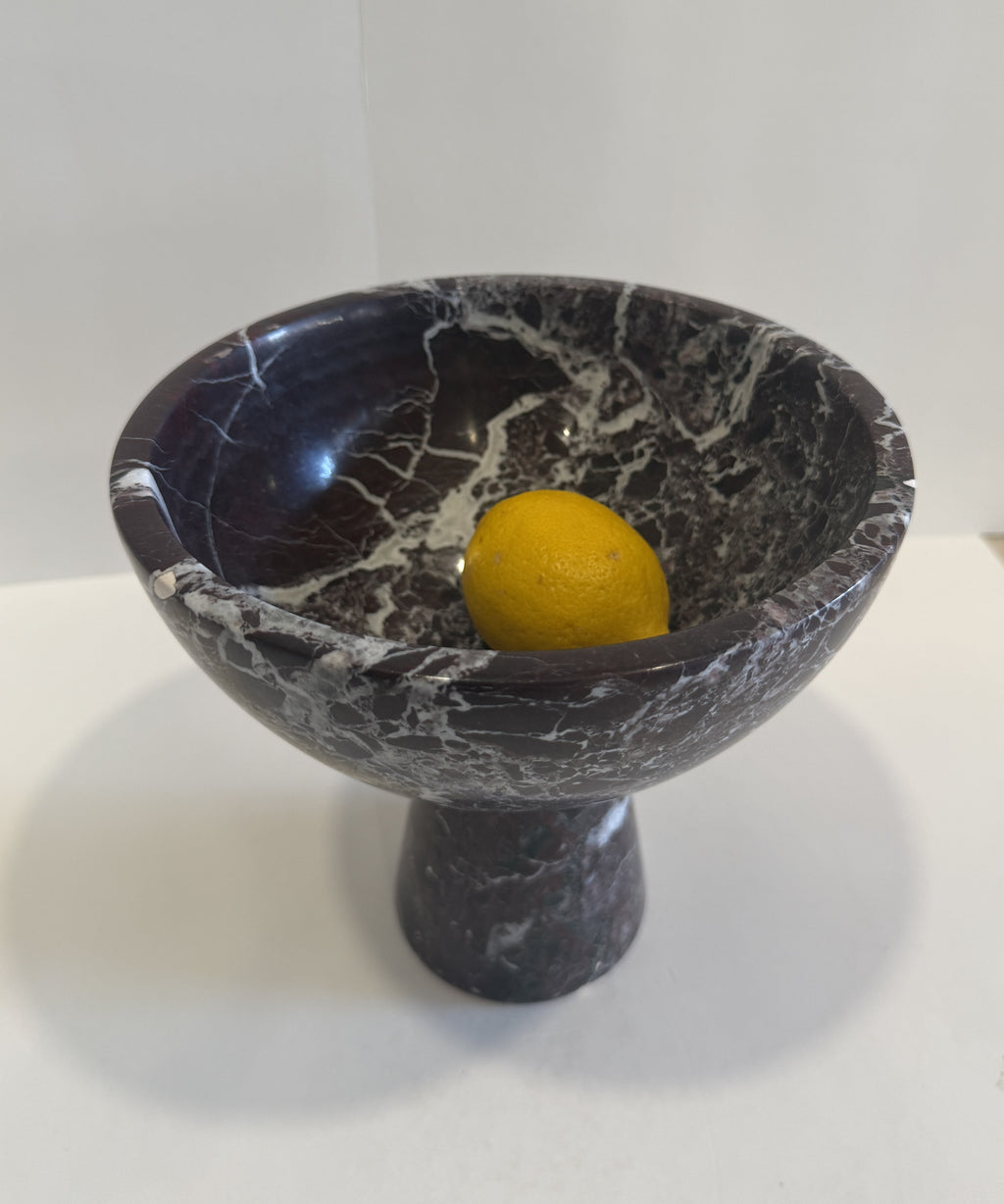 Handmade Marble Pedestal Footed Bowl — detail view 8
