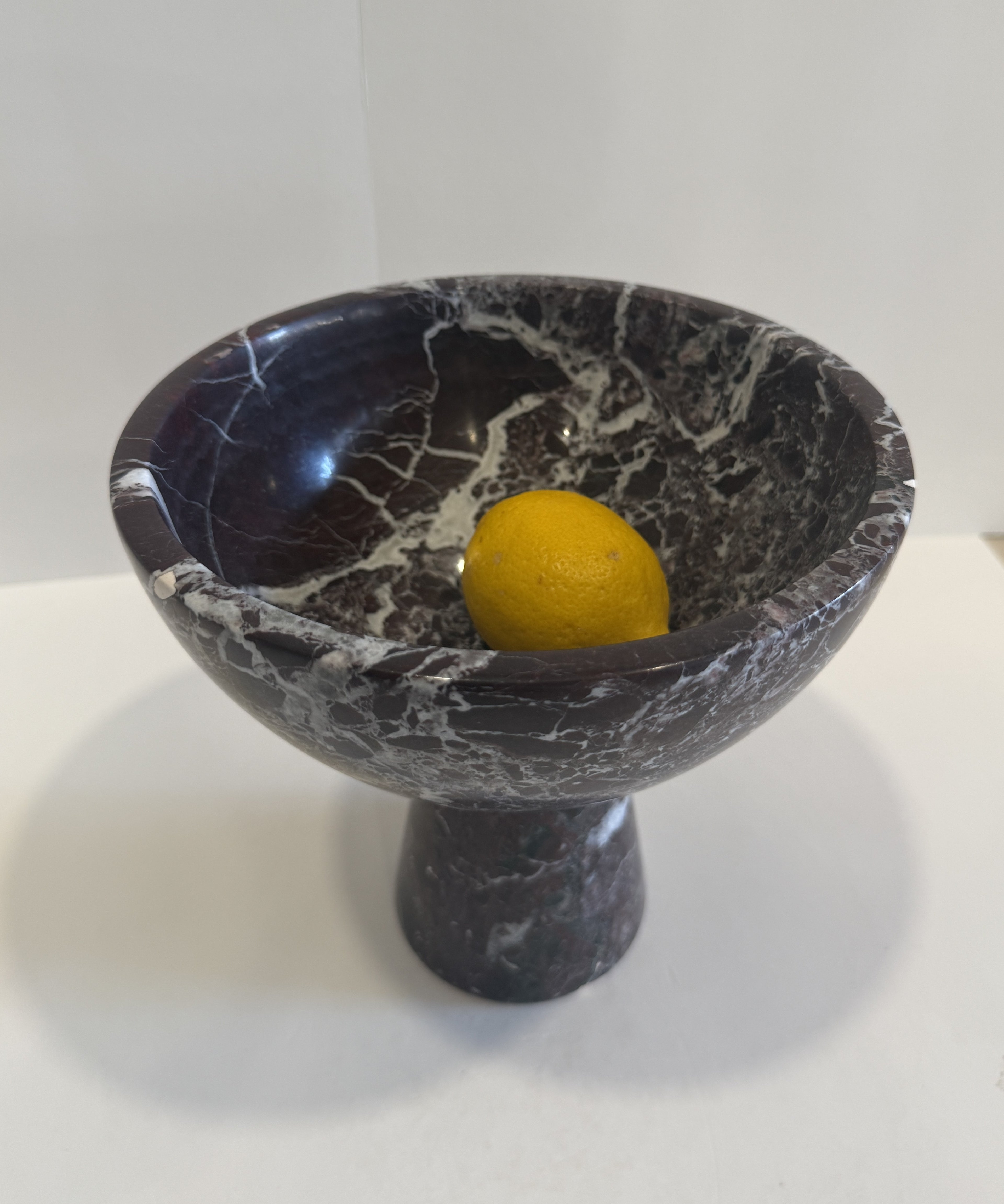 Handmade Marble Pedestal Footed Bowl — detail view 8