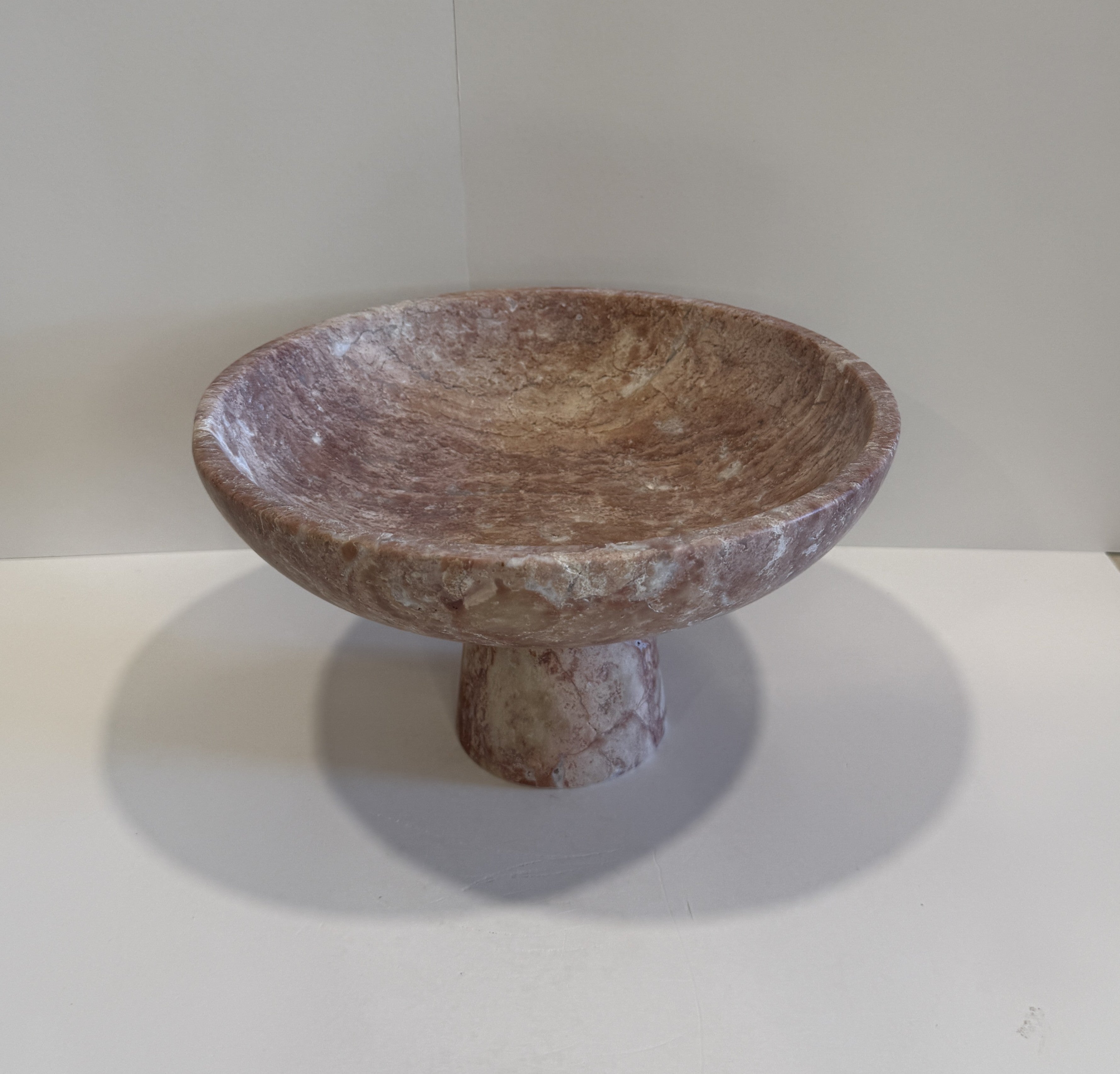 Handmade Marble Compote Footed Bowl — detail view 1