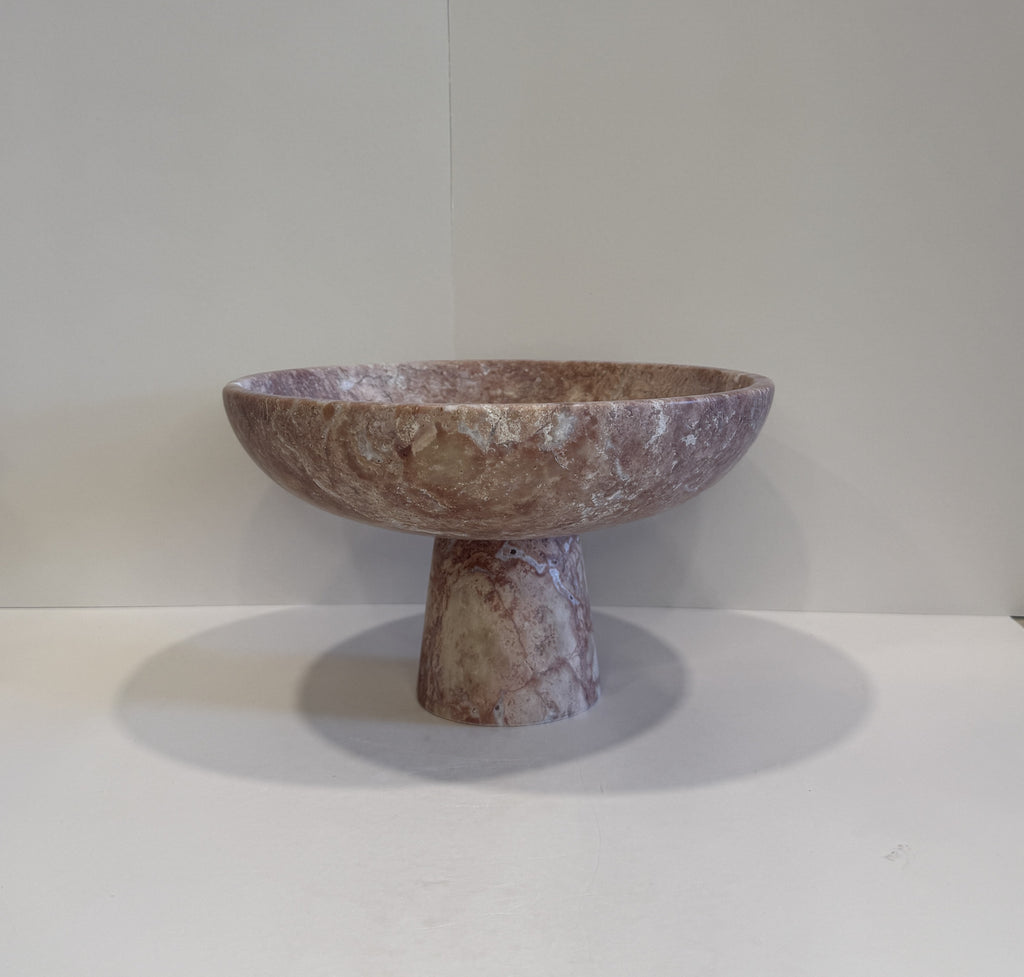 Handmade Marble Compote Footed Bowl — detail view 2