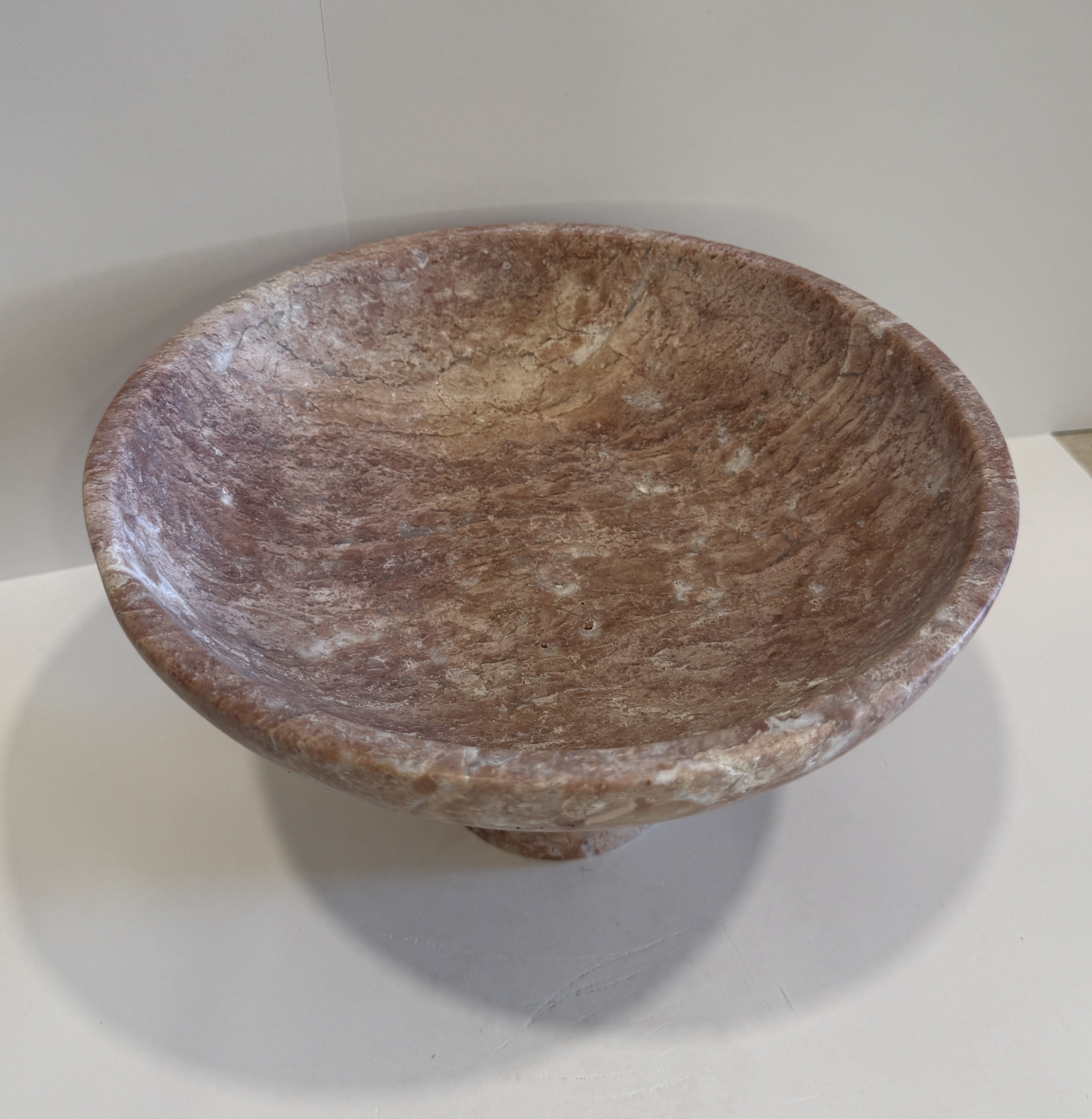 Handmade Marble Compote Footed Bowl — detail view 3