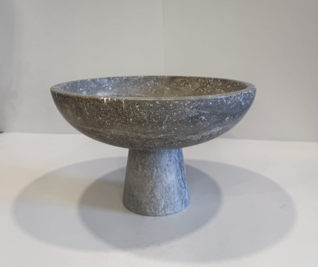 Handmade Marble Compote Footed Bowl — detail view 5