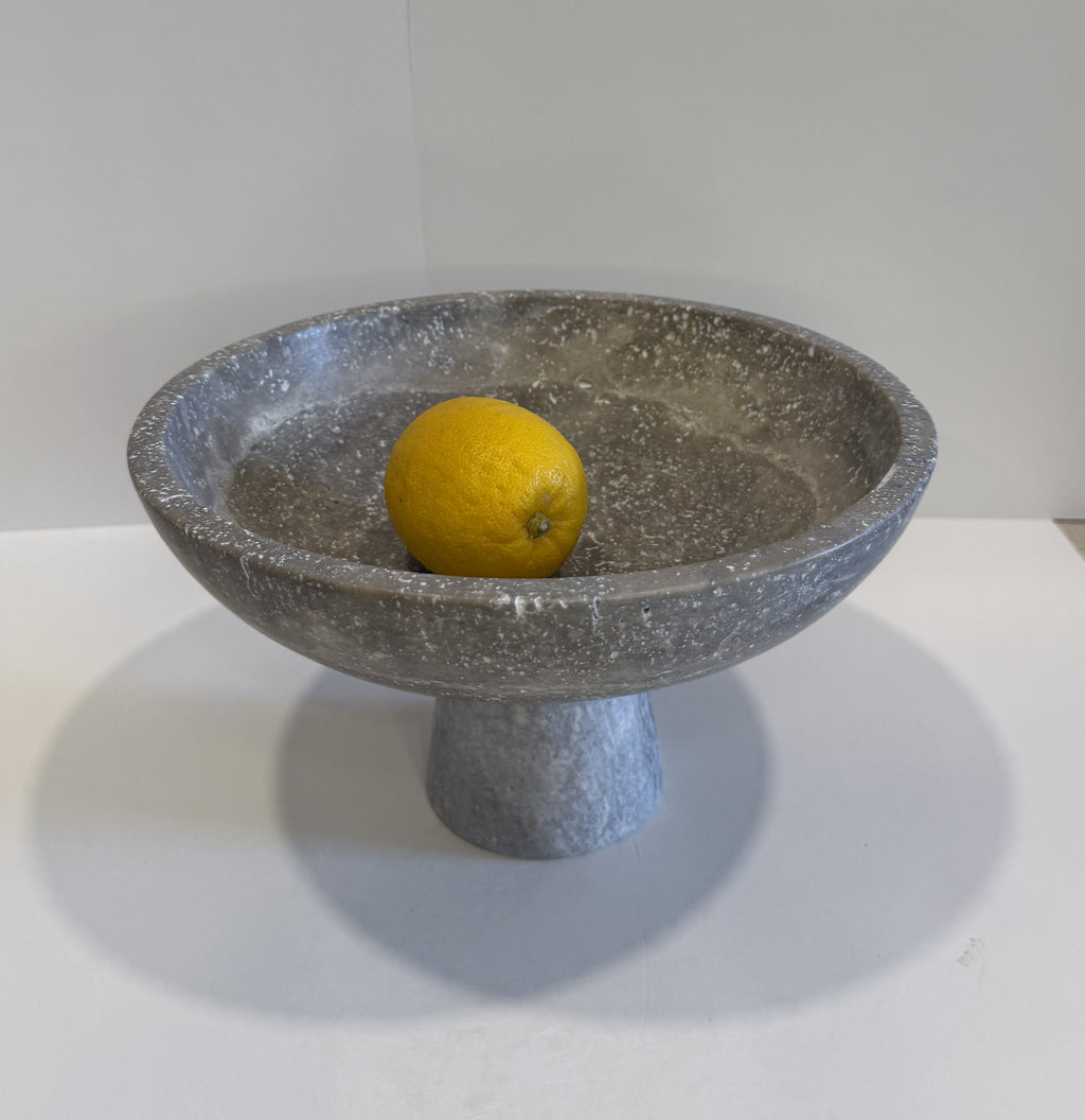 Handmade Marble Compote Footed Bowl — detail view 6
