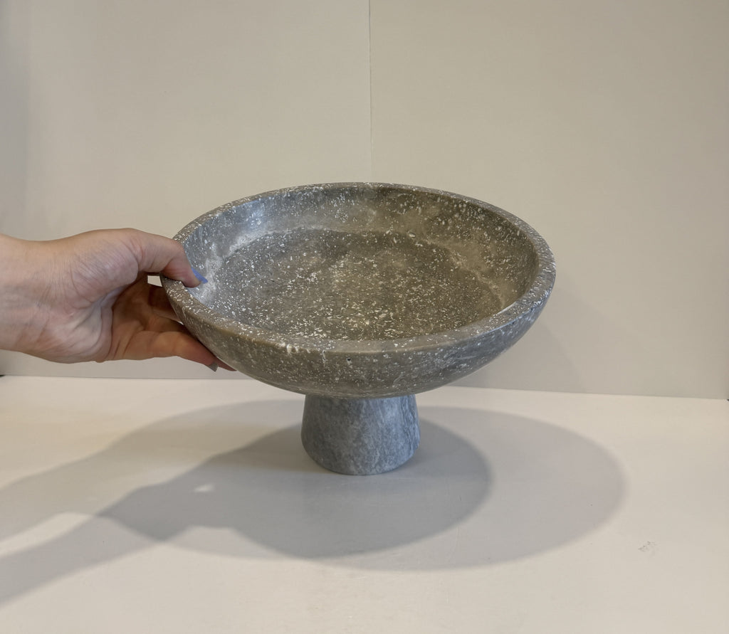 Handmade Marble Compote Footed Bowl — detail view 7