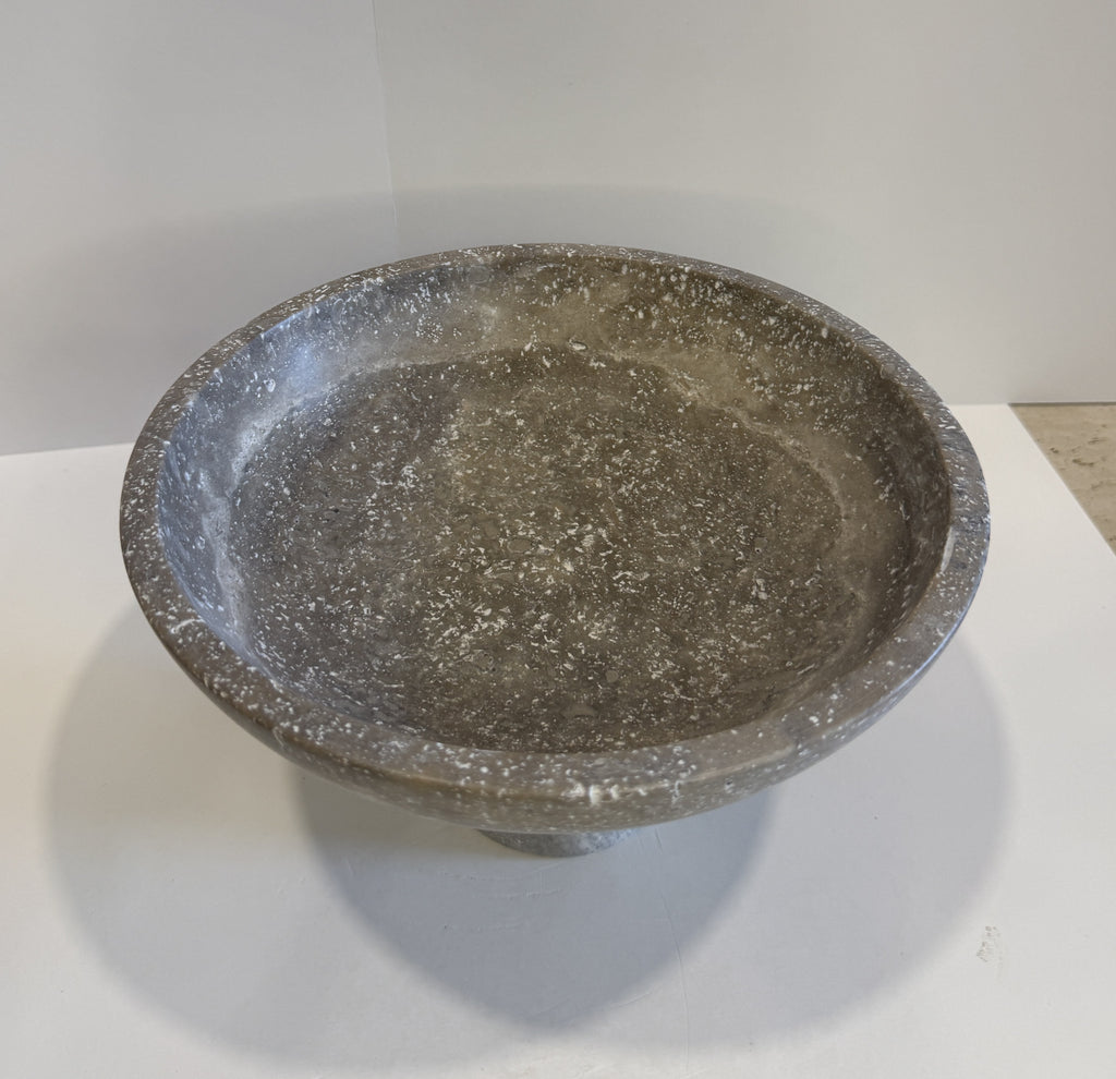 Handmade Marble Compote Footed Bowl — detail view 9