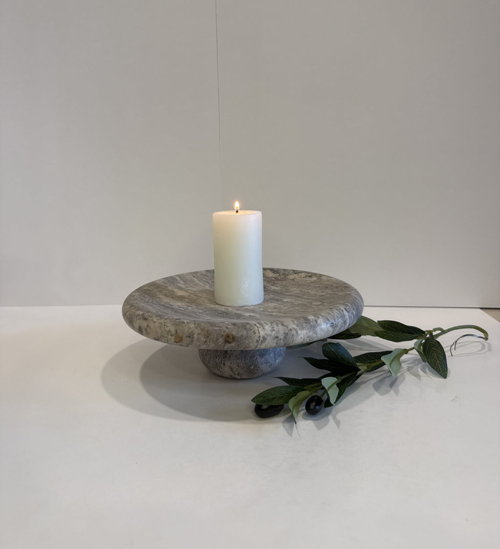 Handmade Marble Curved Footed Bowl — detail view 1