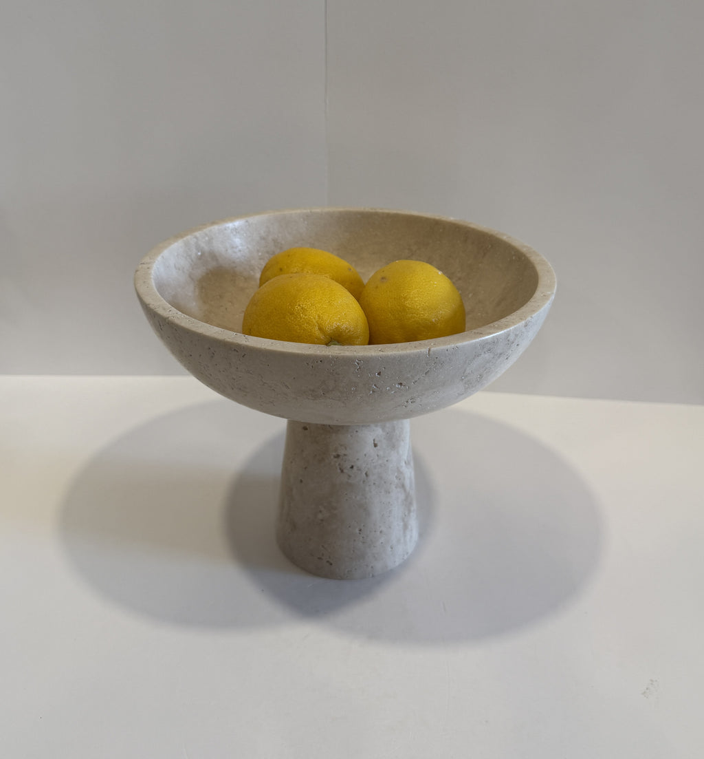 Travertine Sculptural Footed Bowl — detail view 4