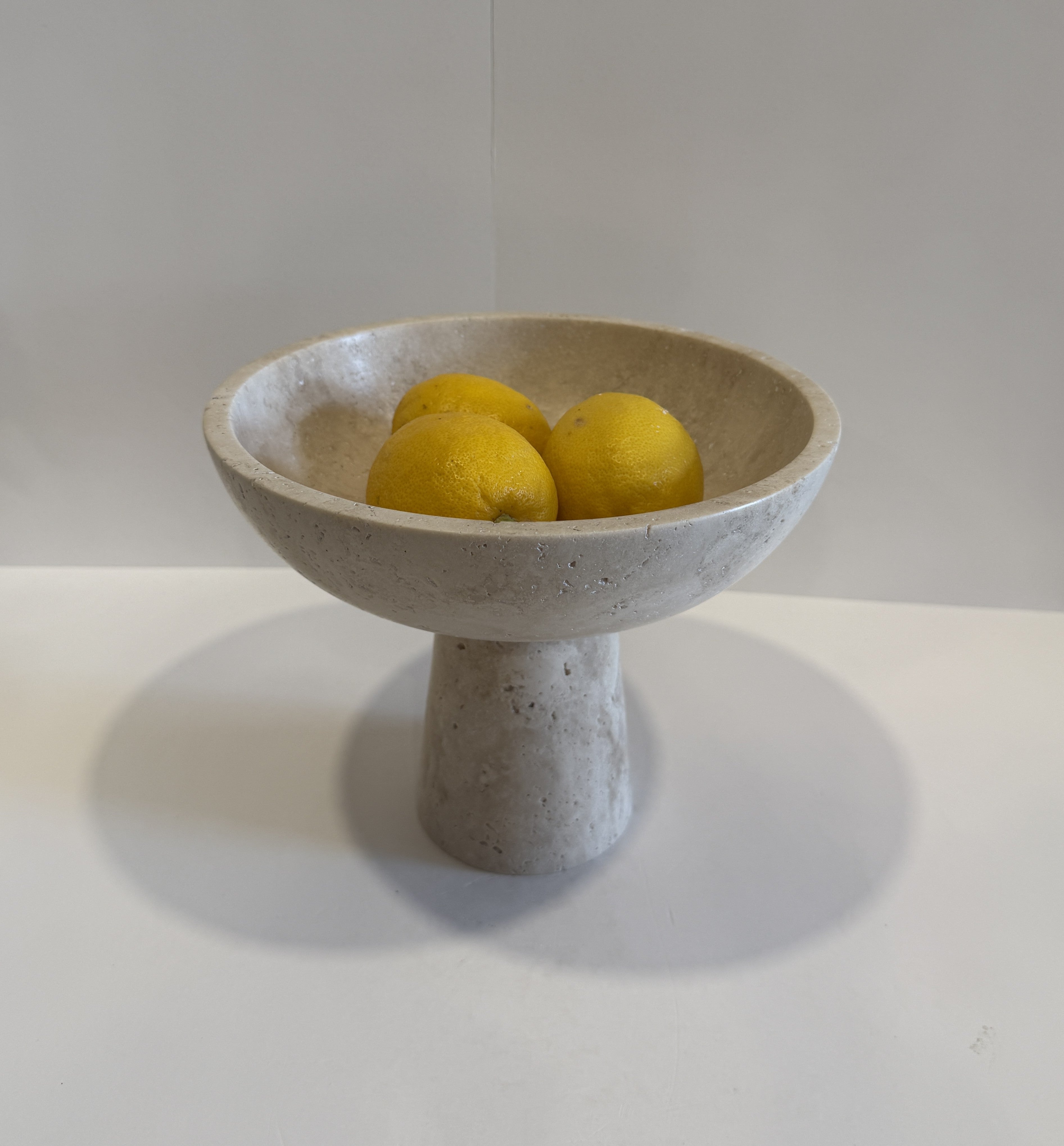 Travertine Sculptural Footed Bowl — detail view 4