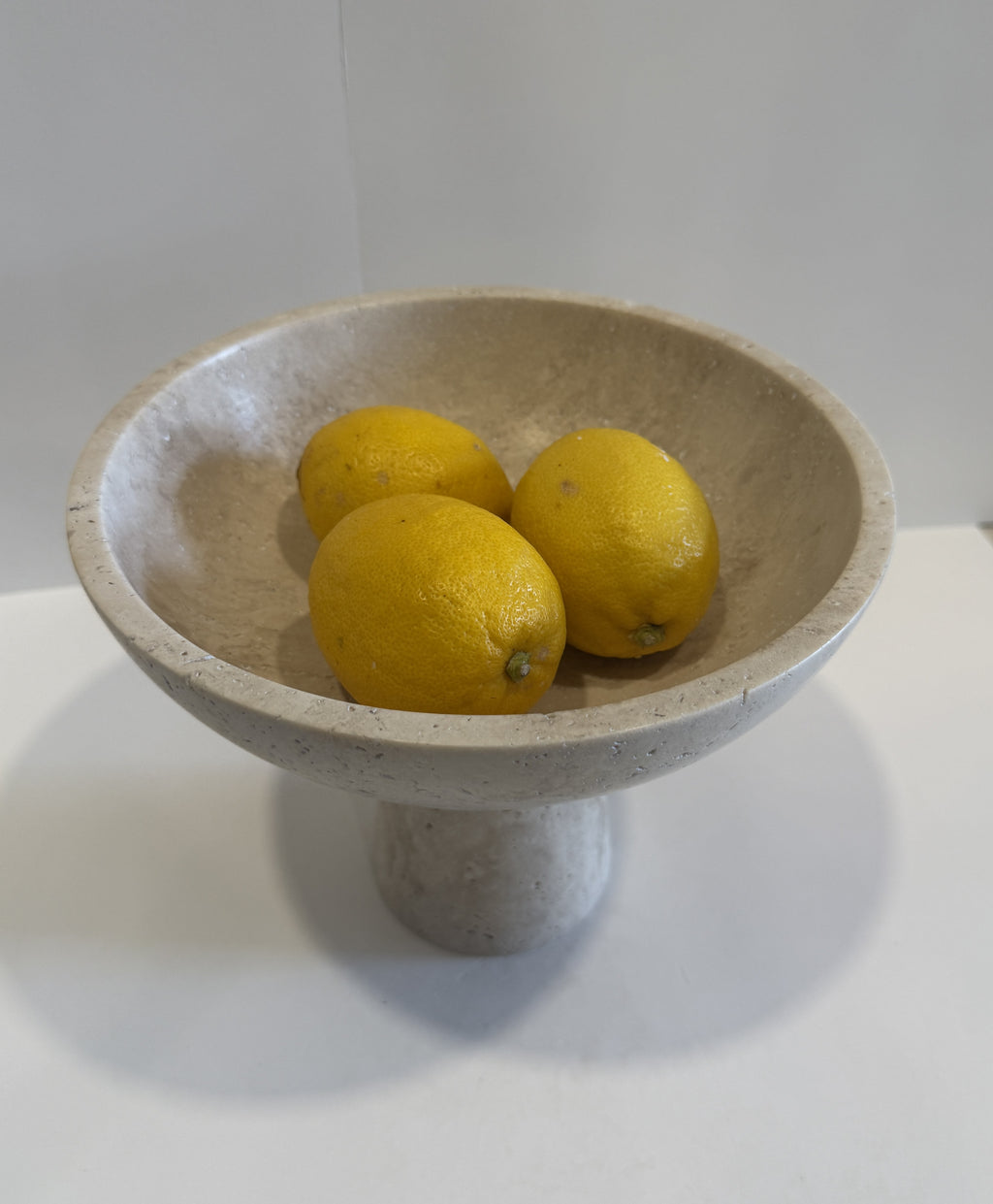 Travertine Sculptural Footed Bowl — detail view 5