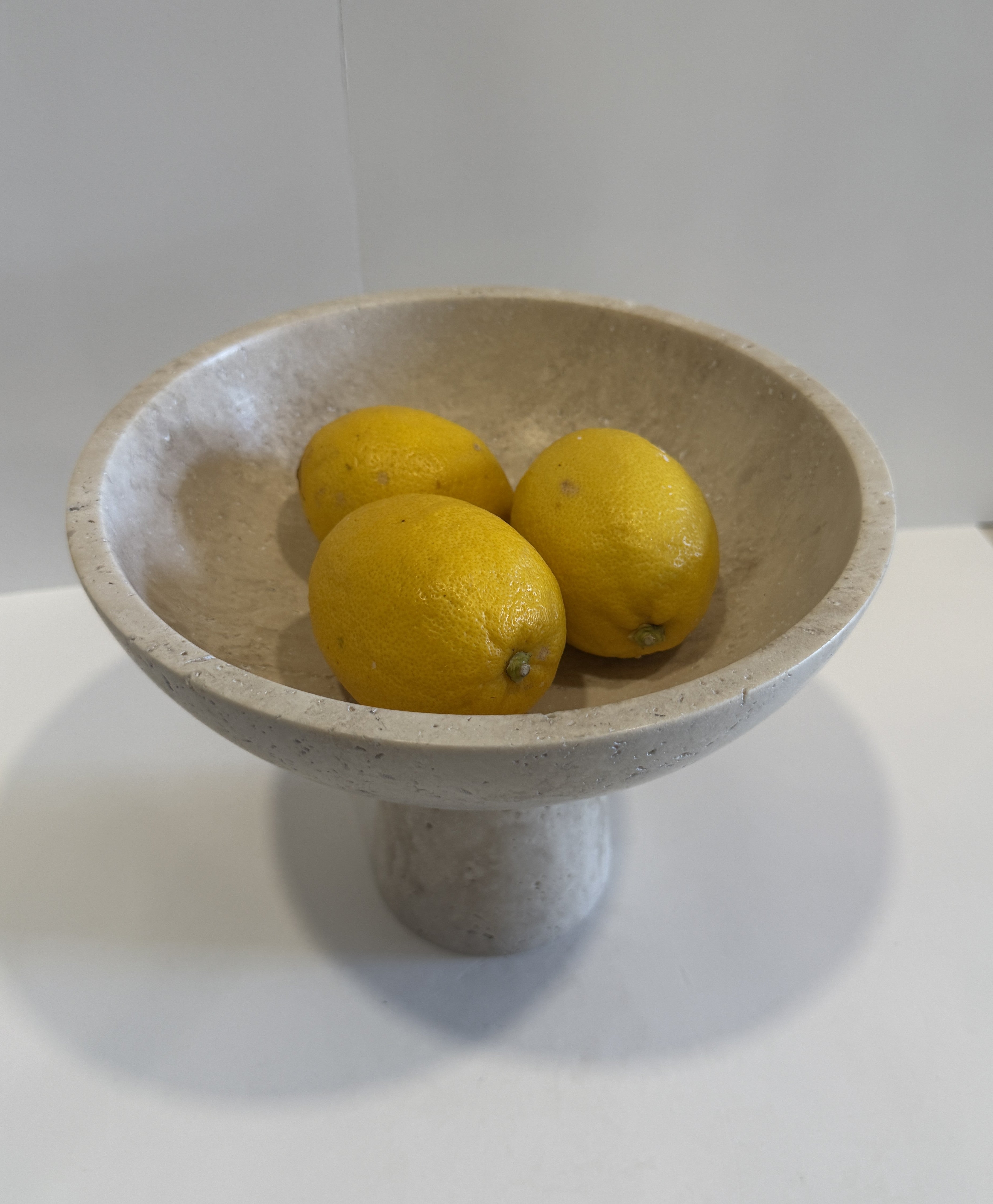 Travertine Sculptural Footed Bowl — detail view 5