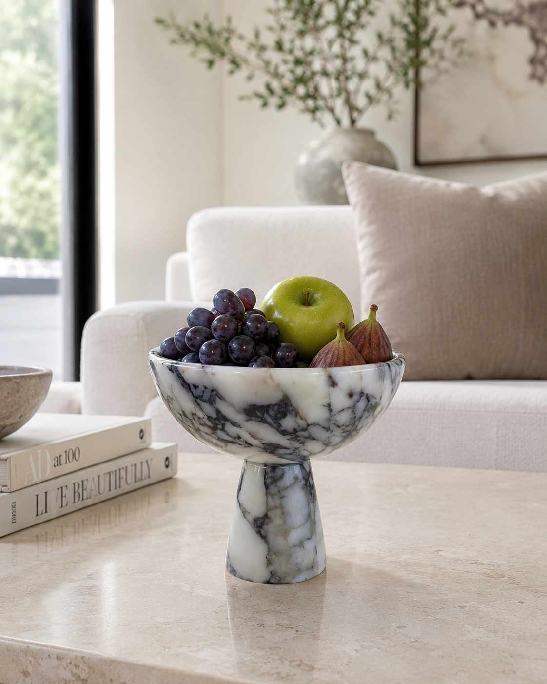 Handmade Marble Pedestal Footed Bowl — detail view 21