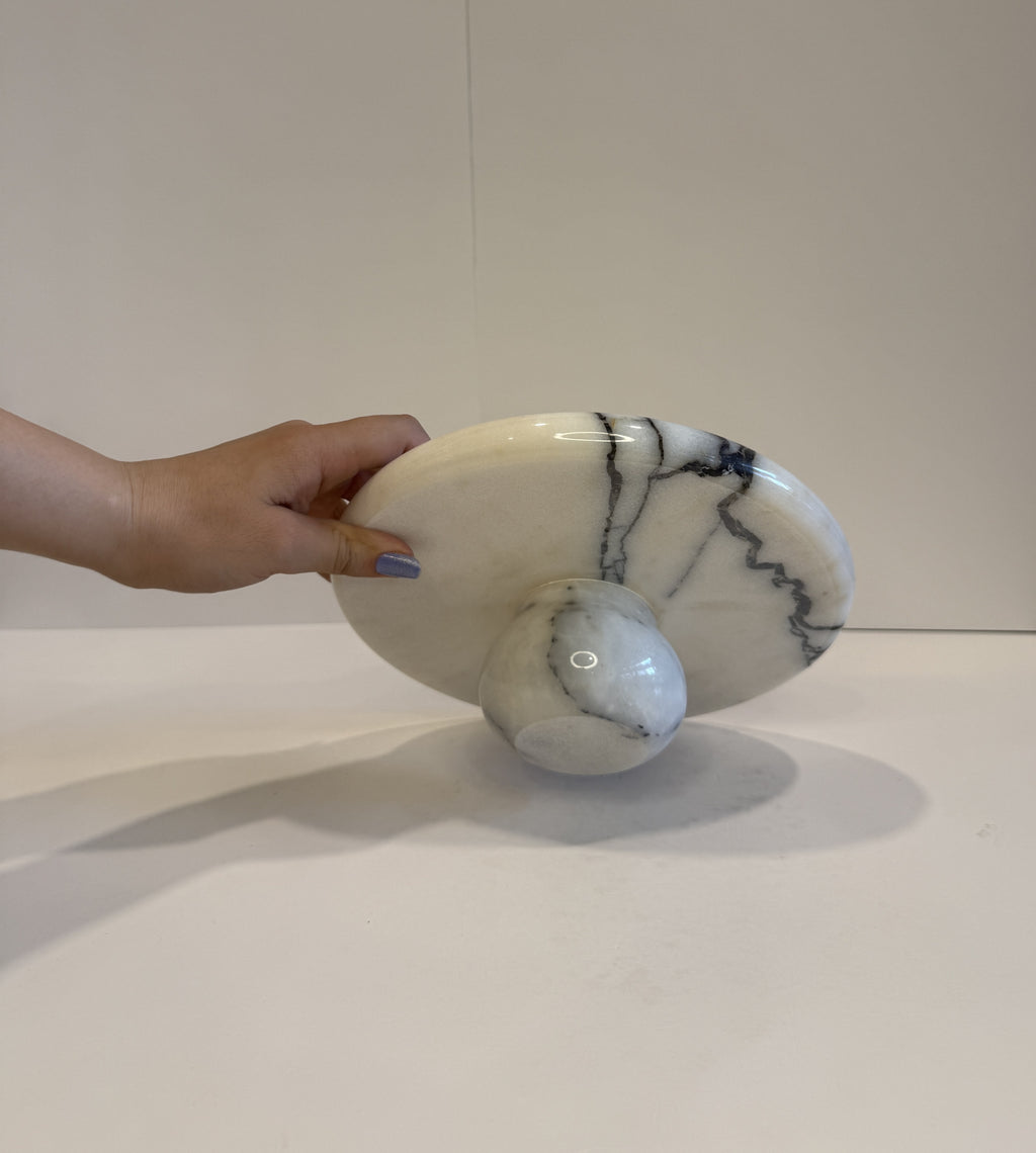 Handmade Marble Curved Footed Bowl — detail view 8