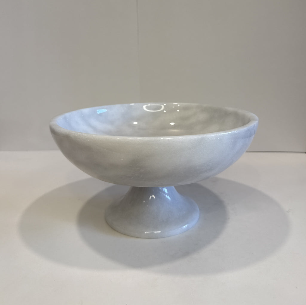 White Marble Sculptural Footed Bowl — handmade natural marble & stone décor by Moonlit Marble