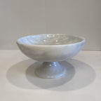 White Marble Sculptural Footed Bowl — handmade natural marble & stone décor by Moonlit Marble