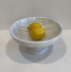 White Marble Sculptural Footed Bowl — detail view 2