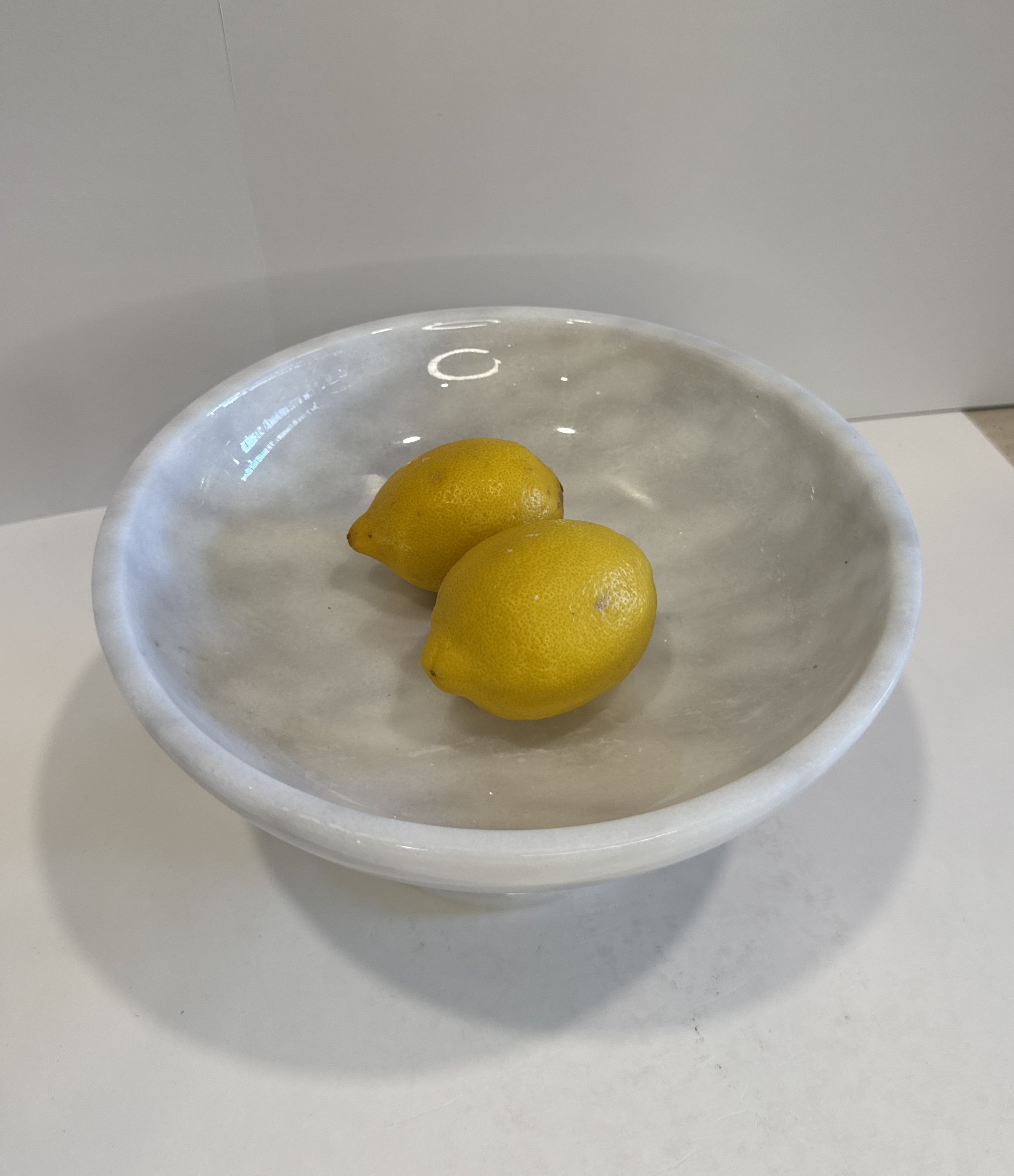 White Marble Sculptural Footed Bowl — detail view 3