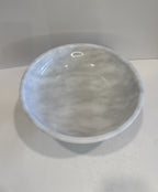 White Marble Sculptural Footed Bowl — detail view 4