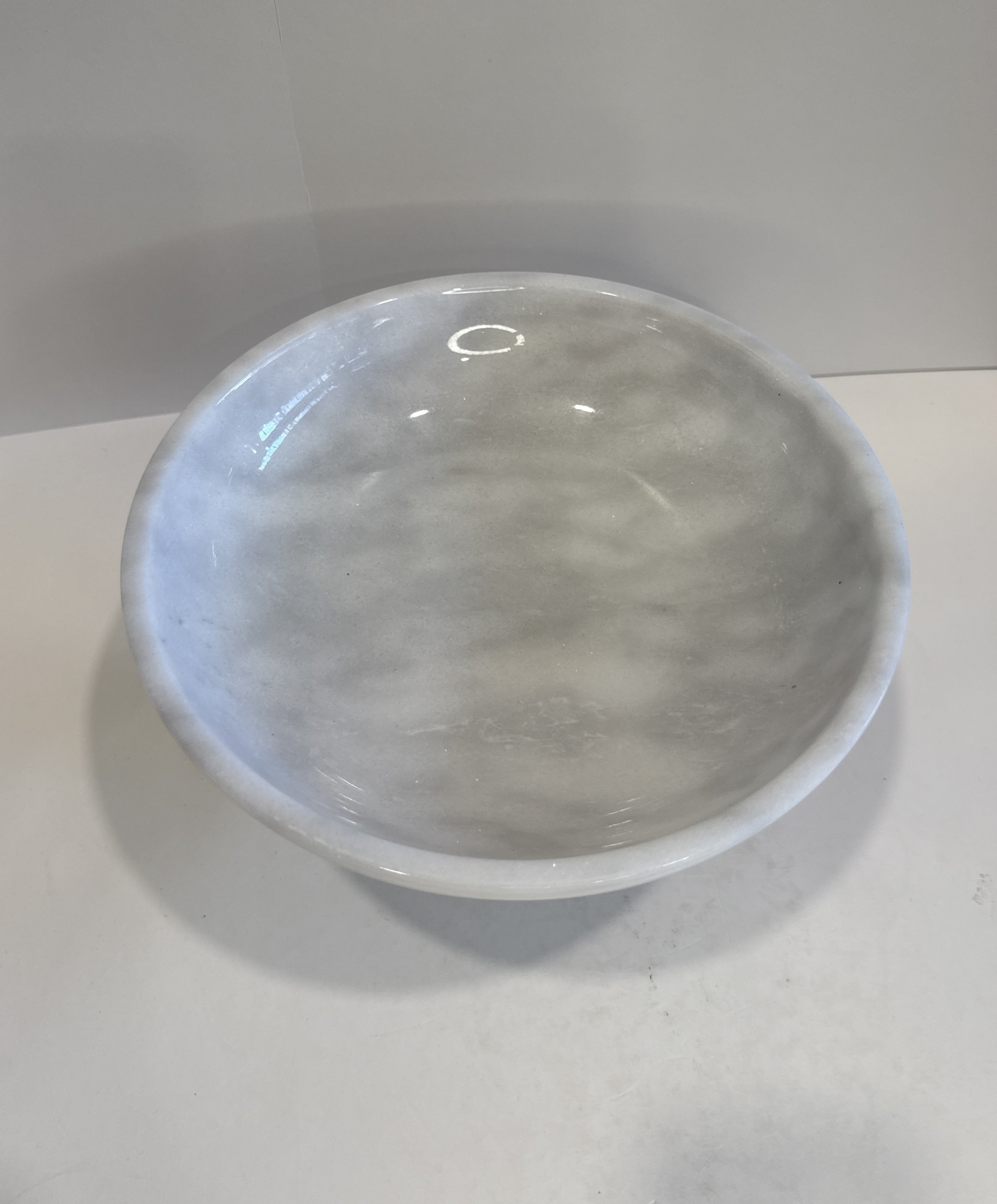 White Marble Sculptural Footed Bowl — detail view 4
