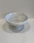 White Marble Sculptural Footed Bowl — detail view 5