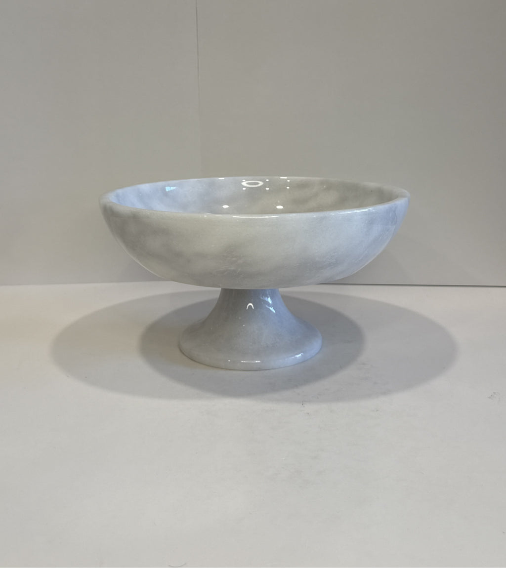 White Marble Sculptural Footed Bowl — detail view 6
