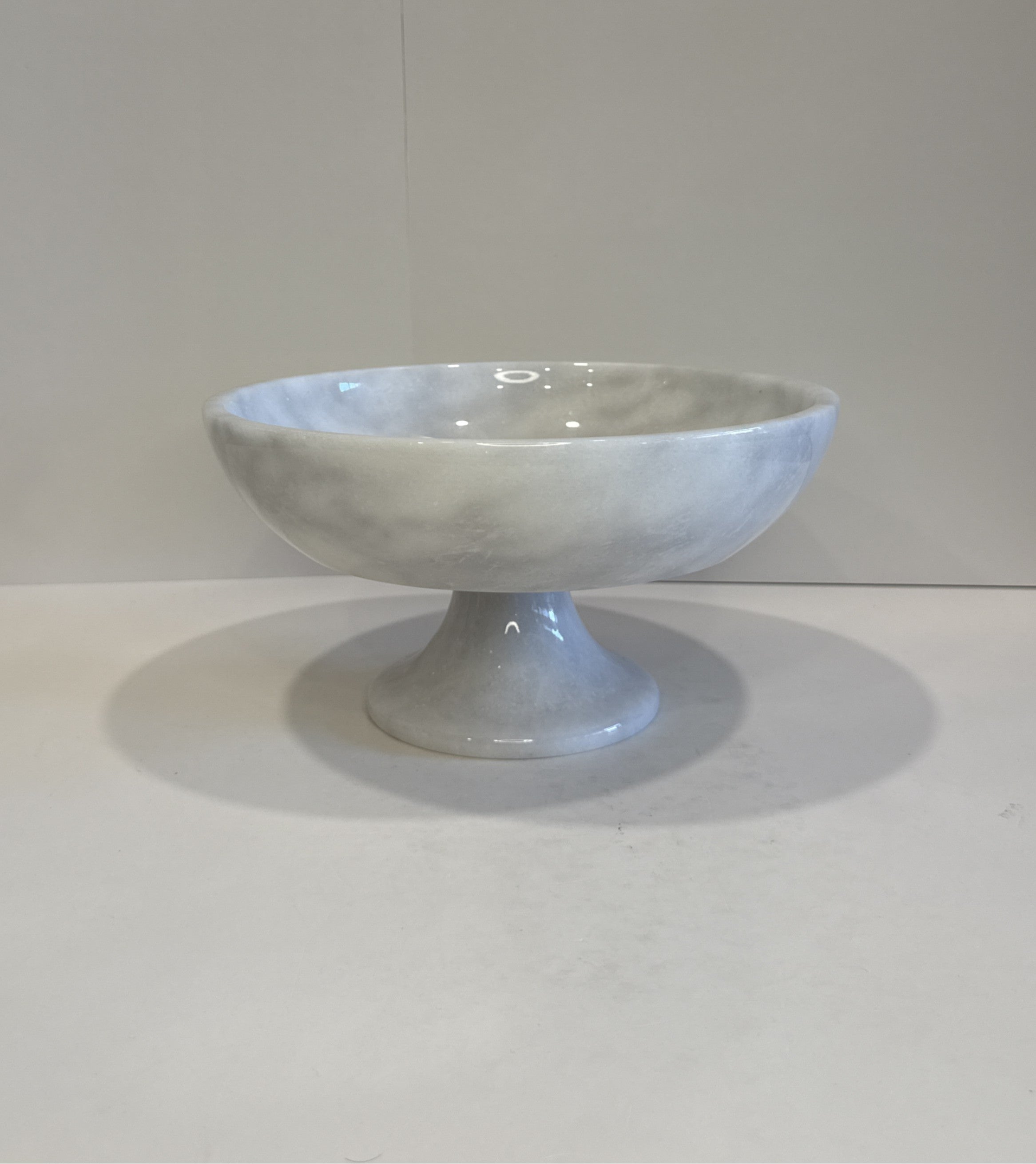 White Marble Sculptural Footed Bowl — detail view 6