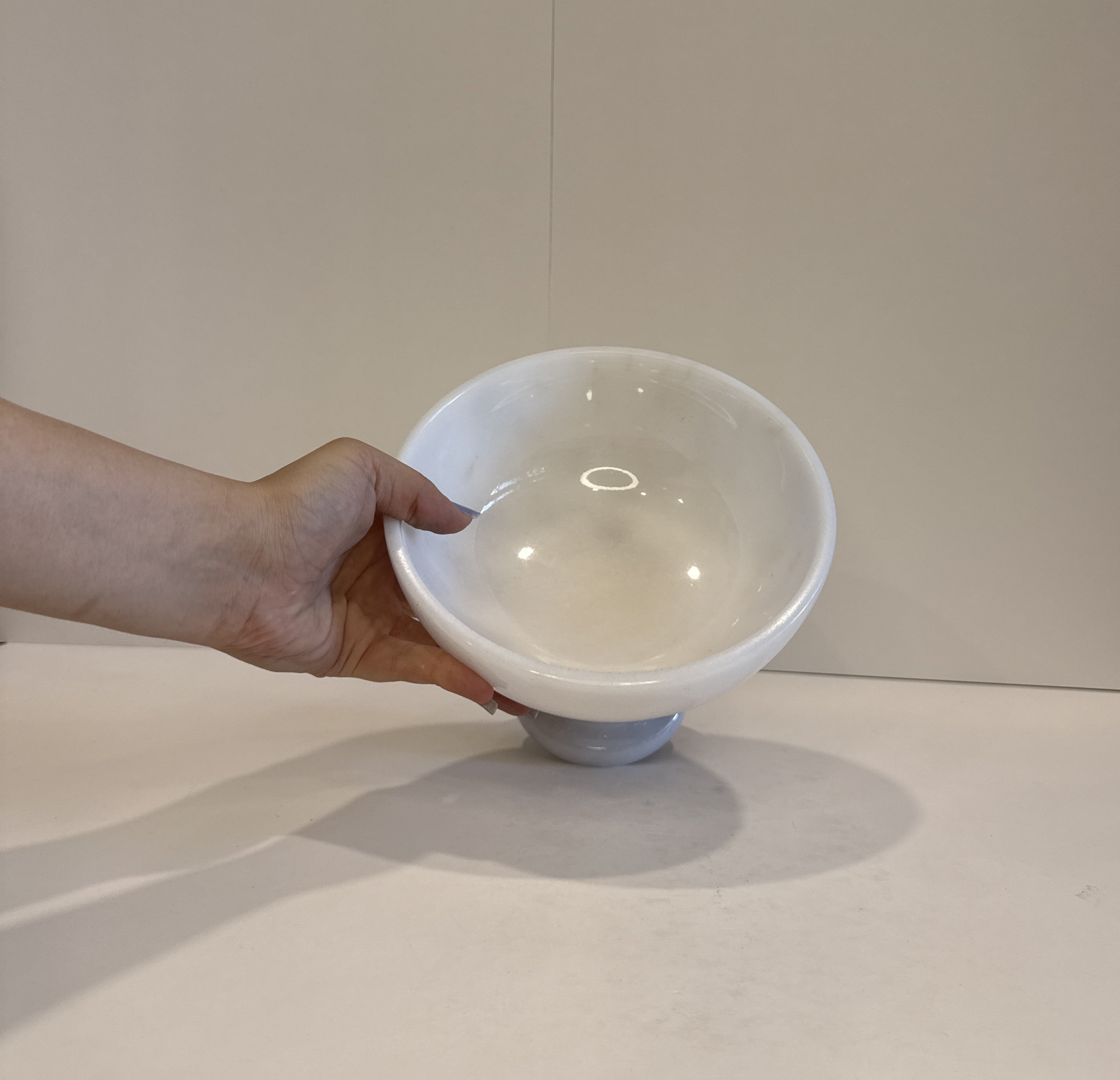 White Marble Rounded Footed Bowl — detail view 2