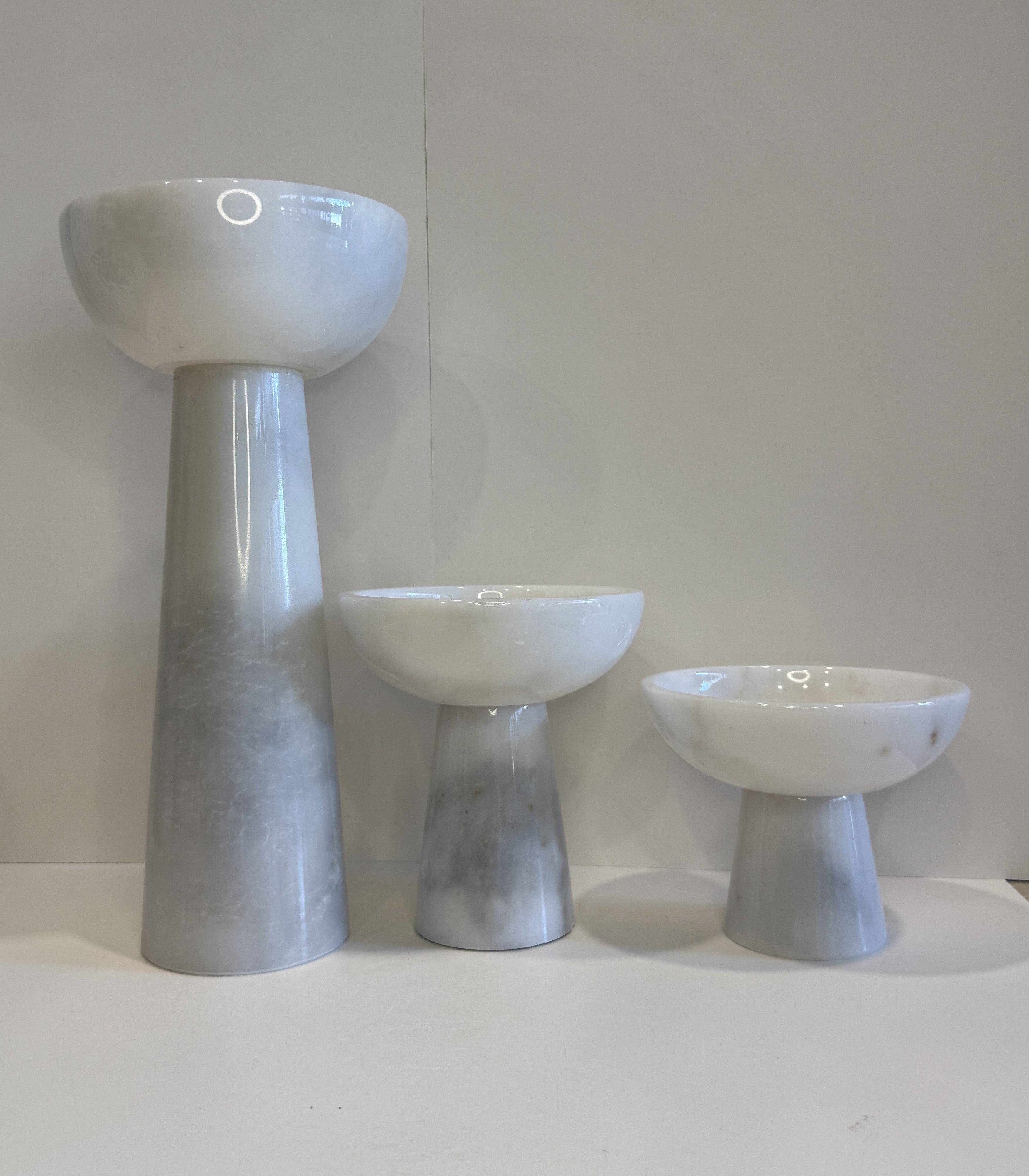 White Marble Plant Stand — Set of 3 — handmade natural marble & stone décor by Moonlit Marble