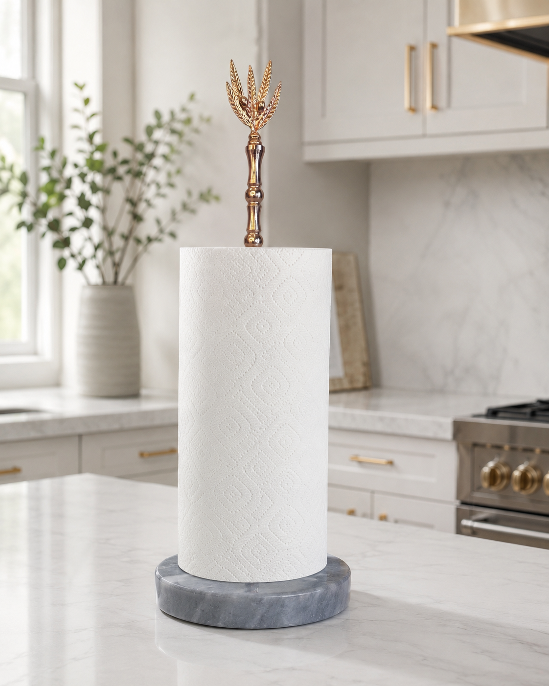Grey Marble Countertop Paper Towel Holder — detail view 4