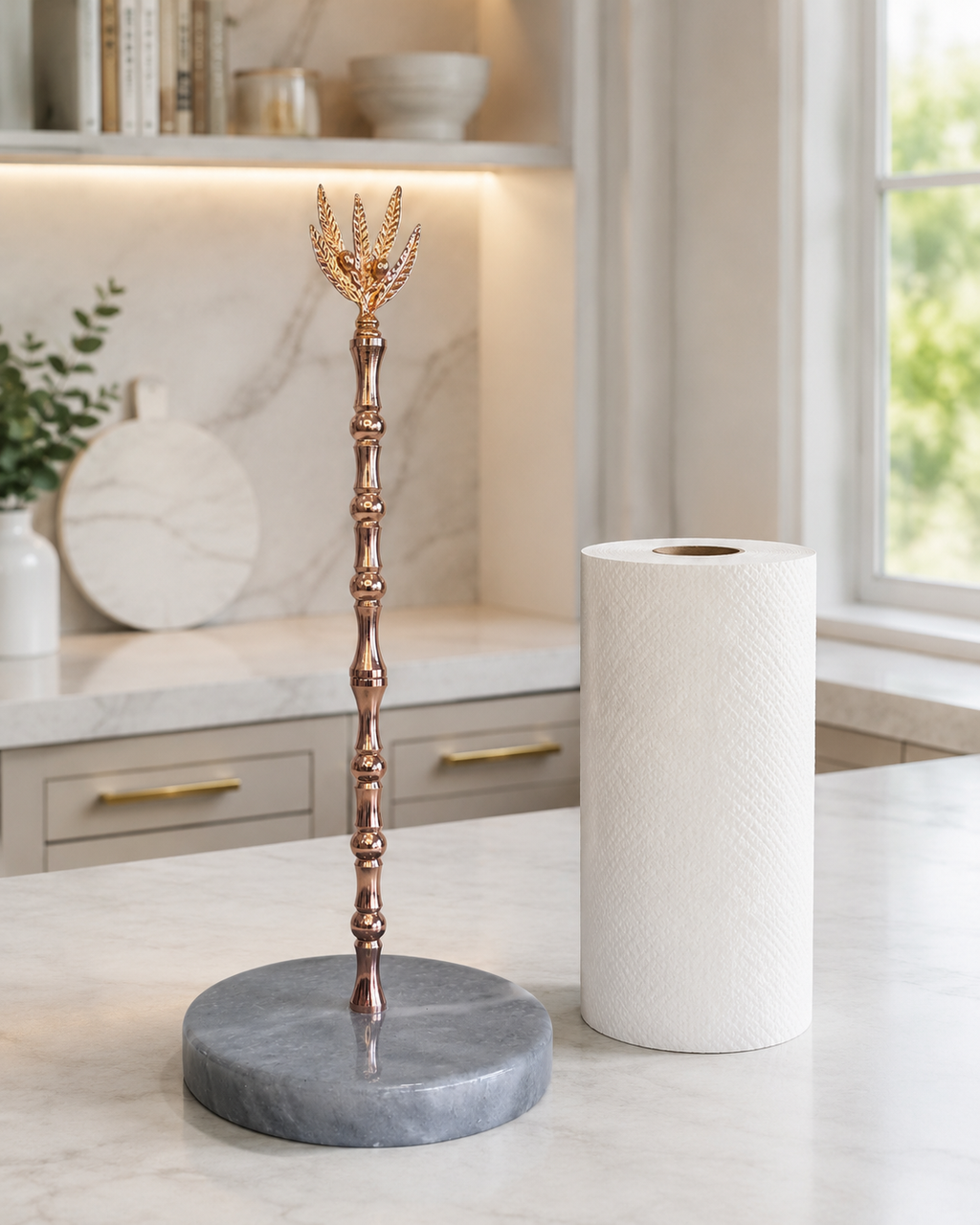 Grey Marble Countertop Paper Towel Holder — detail view 5
