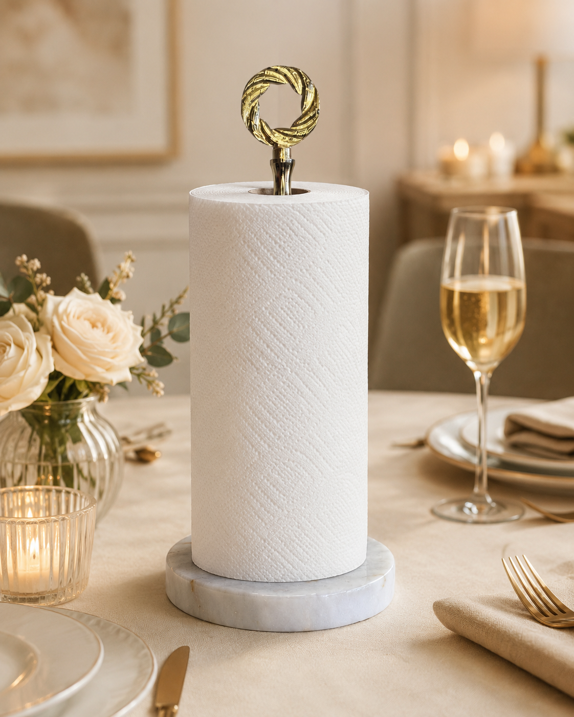 White Marble Freestanding Paper Towel Holder — detail view 6
