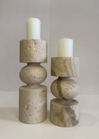 Travertine Tall Tea Light Holder — Set of 2 — handmade natural marble & stone décor by Moonlit Marble