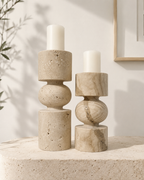 Travertine Tall Tea Light Holder — Set of 2 — detail view 11