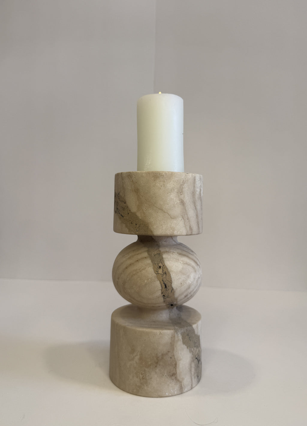 Travertine Tall Tea Light Holder — Set of 2 — detail view 4