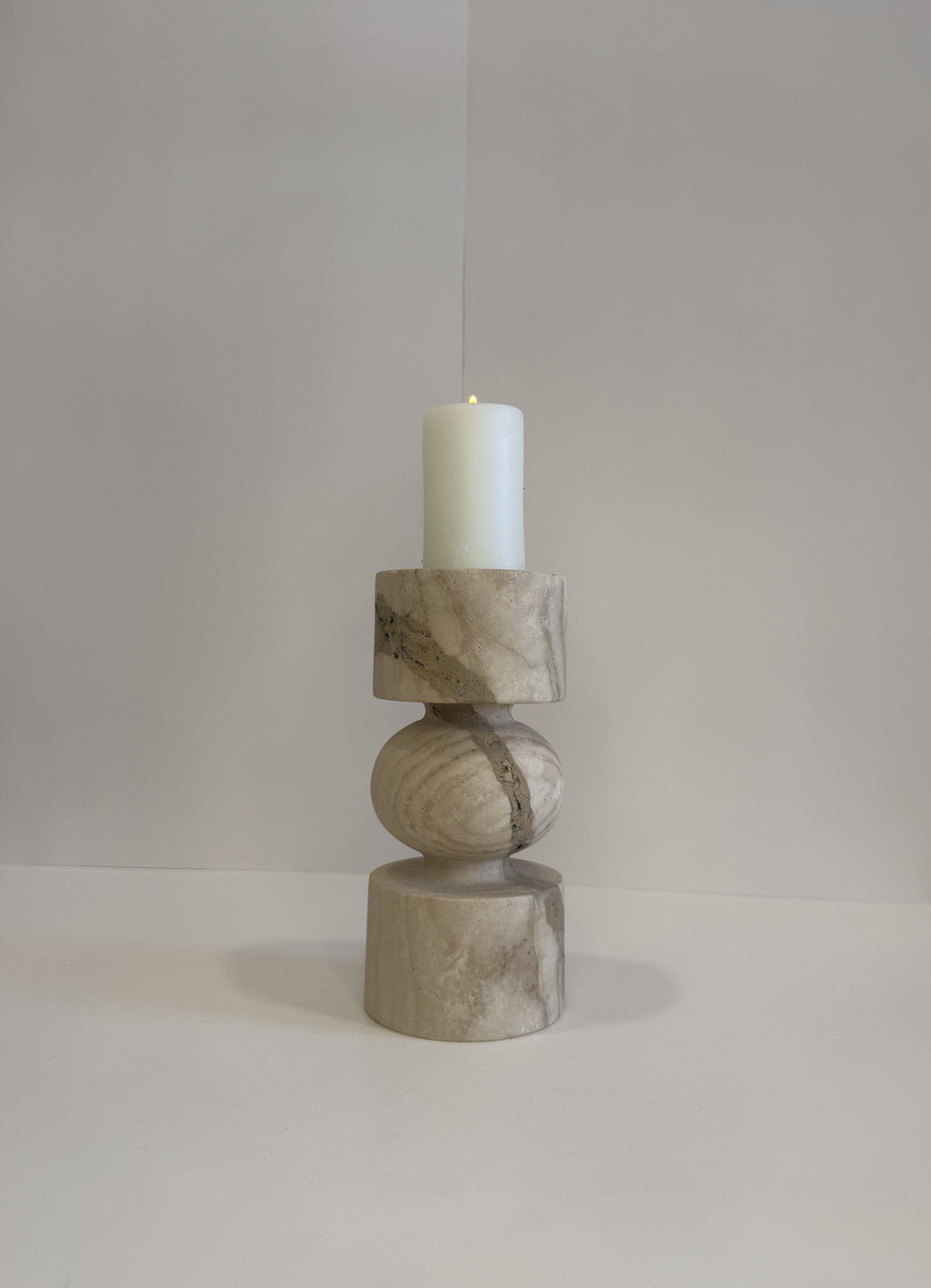 Travertine Tall Tea Light Holder — Set of 2 — detail view 7