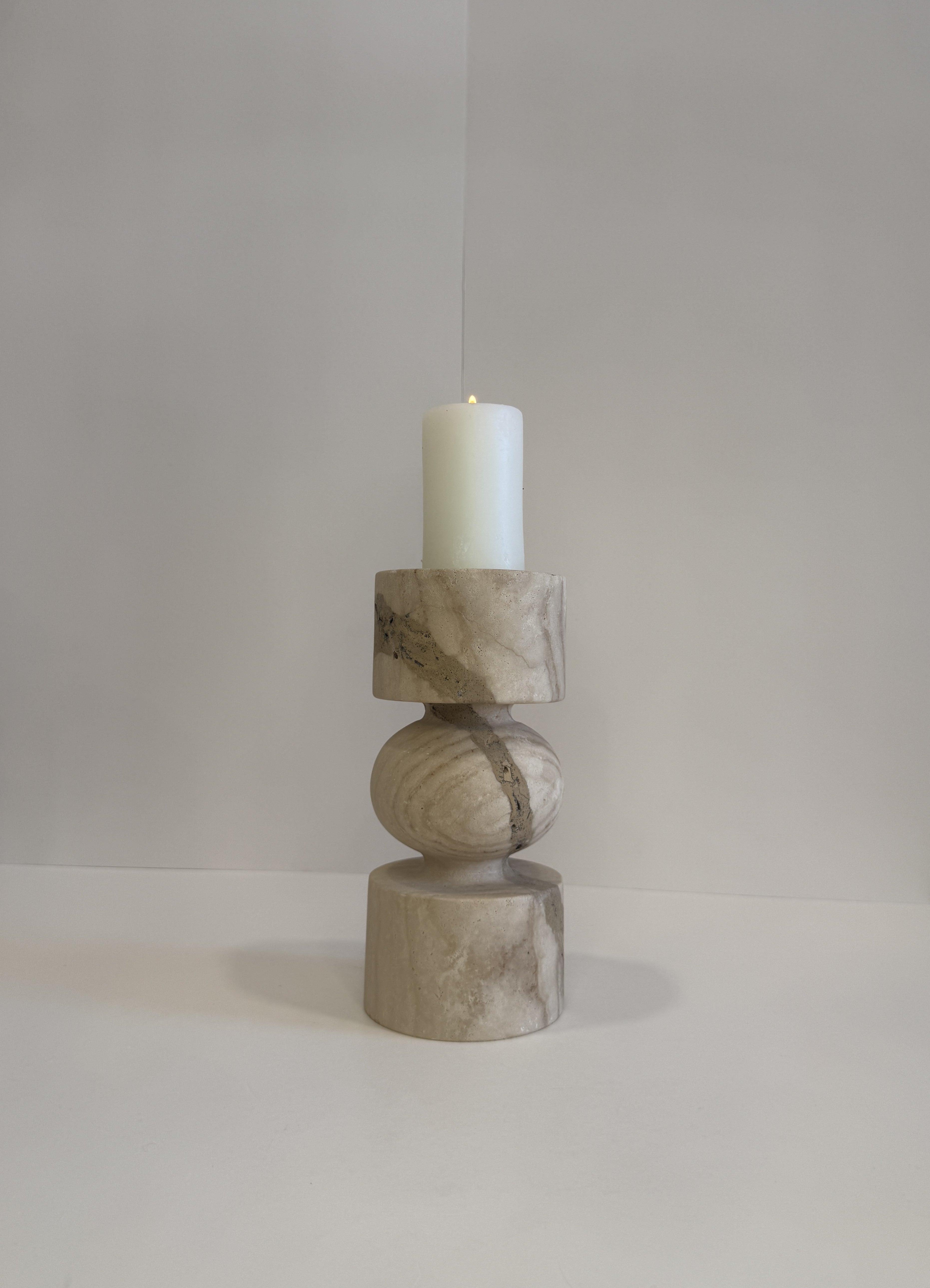 Travertine Tall Tea Light Holder — Set of 2 — detail view 7