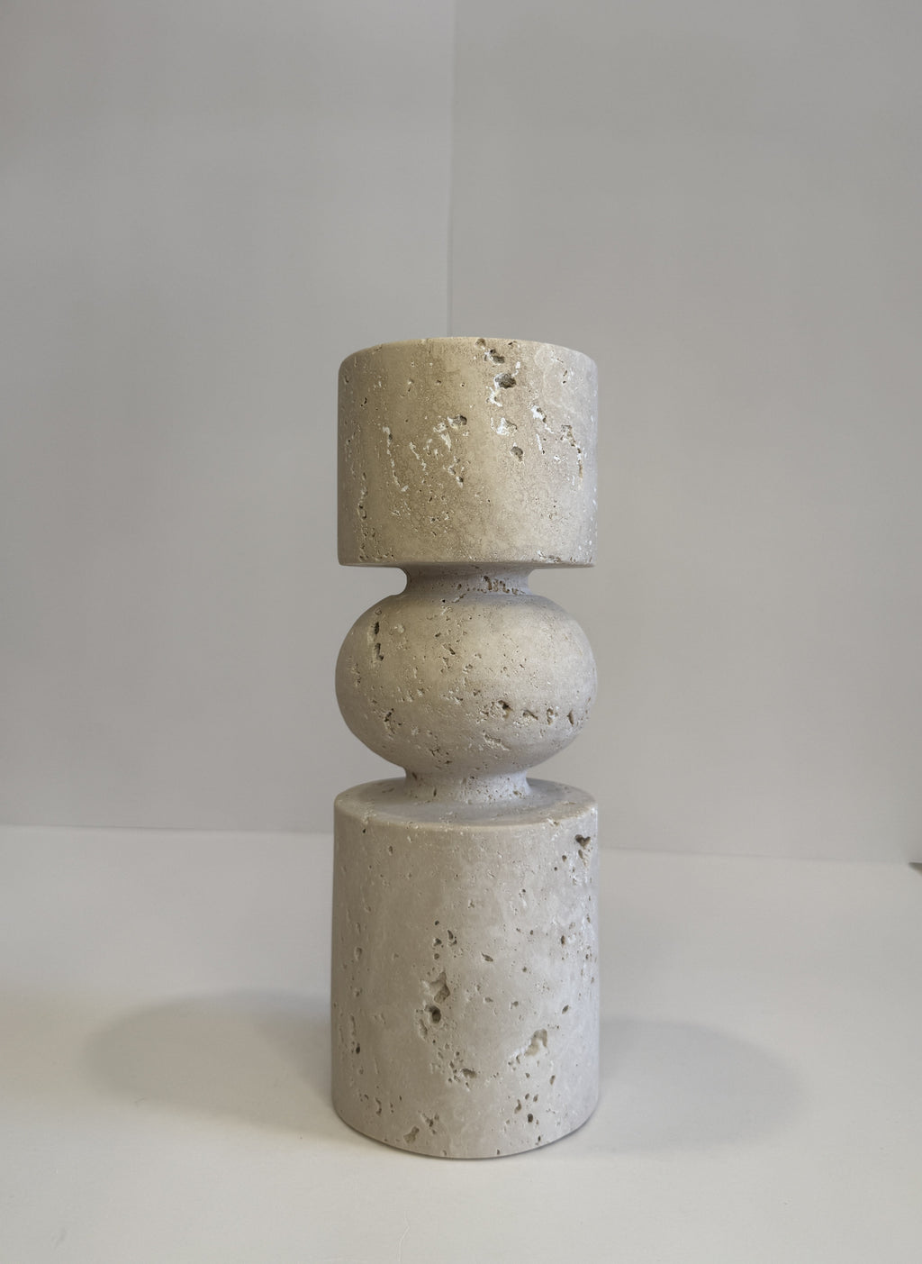 Travertine Tall Tea Light Holder — Set of 2 — detail view 8